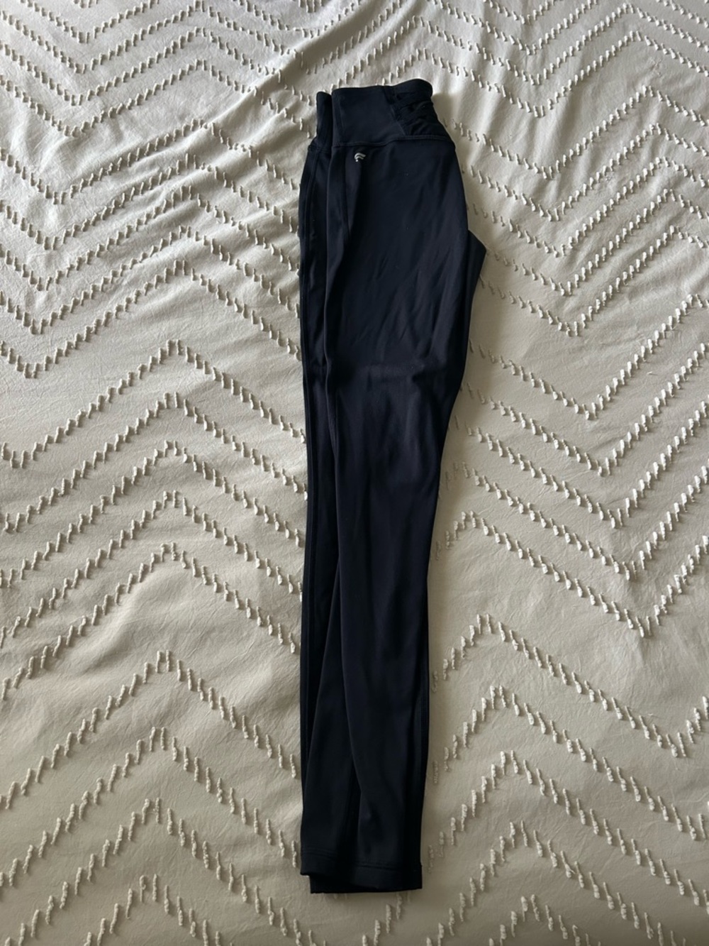 Fabletics Black Athletic Leggings with Small Reflective Logo